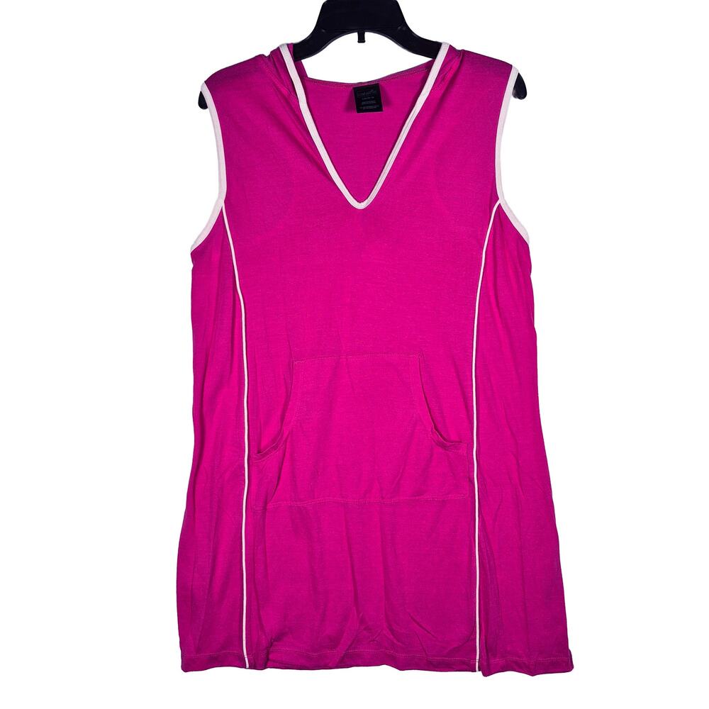 Catalina Pink Hooded Swim Cover-Up Kangaroo Pocket Womens size Large